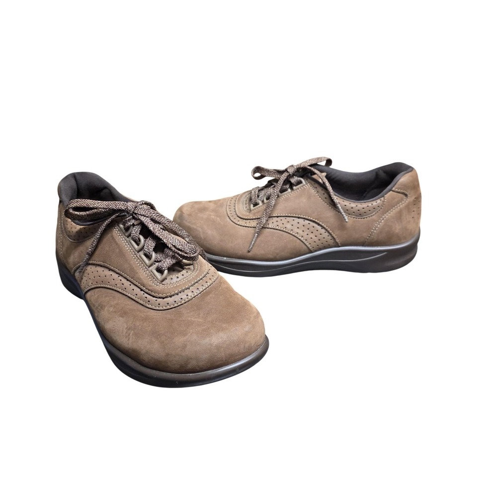 SAS Walk Easy Shoes Women 8 W Brown Suede Lace Up Comfort Walking Casual